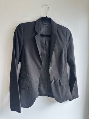 Sisley Black Pinstripe Two-Button Tailored Blazer / Suit Jacket — Y2K Minimalist